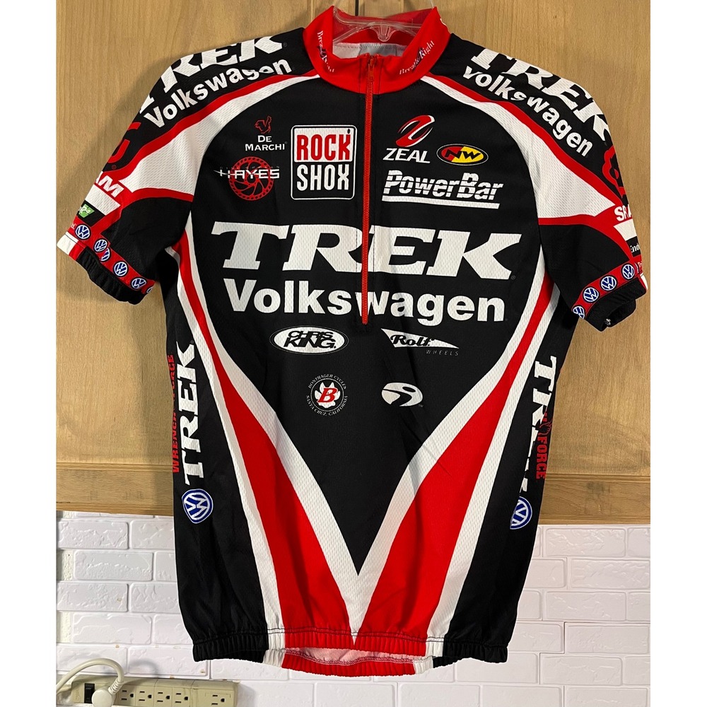 Trek Cycling Jersey Mens Medium Black Red Volkswagen Rock Shox Racing Team